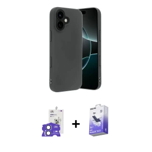 ieg™ iPhone 17 Kılıf Kozmos Yansıma Özel Seri - Siyah Bilvis 5in1 5D Magic Hayalet Cam Ekran Koruyucu + Bilvis Titan Kamera Lens - AKMI