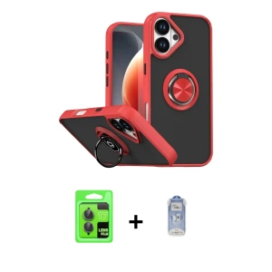 ieg™ iPhone 17 Kılıf Yörünge Çizgi - Siyah Joko Magic 5D Cam + Raze Metal Kamera Lens - GI