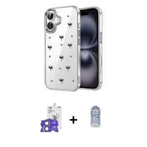 ieg™ iPhone 17 Kılıf Yörünge Form - Siyah Joko Magic 5D Cam + Bilvis Titan Kamera Lens - AKMI