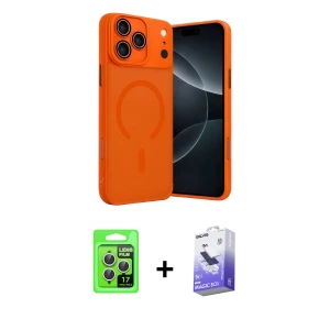 ieg™ iPhone 17 Pro Kılıf Çekirdek Klasik Özel Seri - Siyah Bilvis 5in1 5D Magic Hayalet Cam Ekran Koruyucu + Raze Metal Kamera Lens - GS