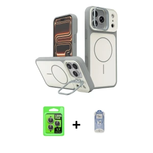 ieg™ iPhone 17 Pro Kılıf İz Modern Prime - Siyah Joko Magic 5D Cam + Raze Metal Kamera Lens - GI