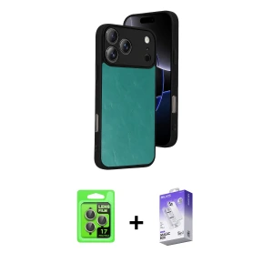 ieg™ iPhone 17 Pro Kılıf Kıvılcım Işık Serisi - Siyah Bilvis 5in1 3D Magic Cam Ekran Koruyucu + Raze Metal Kamera Lens - GI