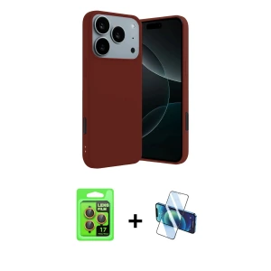 ieg™ iPhone 17 Pro Kılıf Kozmos Yansıma Özel Seri - Siyah 3D Antistatik Seramik Nano Ekran Koruyucu + Raze Metal Kamera Lens - TU