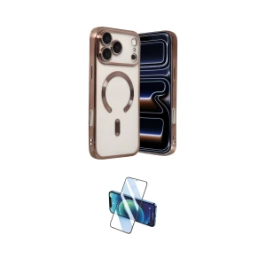 ieg™ iPhone 17 Pro Kılıf Nova Işık Özel Seri - Siyah 3D Antistatik Cam Ekran Koruyucu