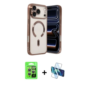 ieg™ iPhone 17 Pro Kılıf Nova Işık Özel Seri - Siyah 3D Antistatik Seramik Nano Ekran Koruyucu + Raze Metal Kamera Lens - GS
