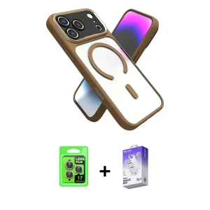 ieg™ iPhone 17 Pro Kılıf Nova Yansıma Serisi - Siyah Bilvis 5in1 3D Magic Cam Ekran Koruyucu + Raze Metal Kamera Lens - GI
