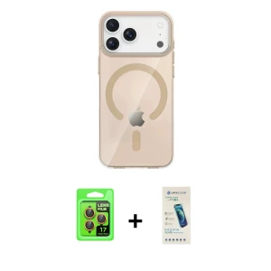 ieg™ iPhone 17 Pro Kılıf Pusula Form Özel Seri - Şeffaf Pasifik Cam Ekran Koruyucu + Raze Metal Kamera Lens - TU