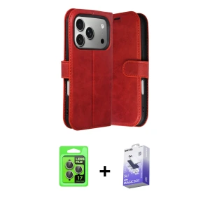 ieg™ iPhone 17 Pro Kılıf Siluet Işık Serisi - Siyah Bilvis 5in1 5D Magic Hayalet Cam Ekran Koruyucu + Raze Metal Kamera Lens - GI