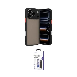 ieg™ iPhone 17 Pro Max Kılıf Ahenk Çizgi Serisi - Siyah Bilvis 3X AR Hayalet Cam Ekran Koruyucu