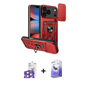 ieg™ iPhone 17 Pro Max Kılıf Ahenk Klasik - Siyah Bilvis 5in1 5D Magic Hayalet Cam Ekran Koruyucu + Bilvis Titan Kamera Lens - TU