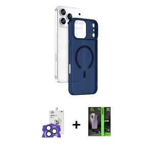 ieg™ iPhone 17 Pro Max Kılıf Ahenk Minimal Serisi - Şeffaf 360 Full Body Arka Koruyucu + Bilvis Titan Kamera Lens - NLGY