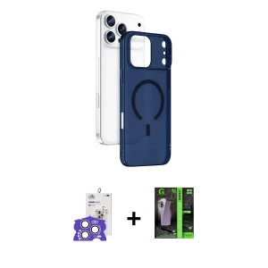 ieg™ iPhone 17 Pro Max Kılıf Ahenk Minimal Serisi - Şeffaf 360 Full Body Arka Koruyucu + Bilvis Titan Kamera Lens - GS