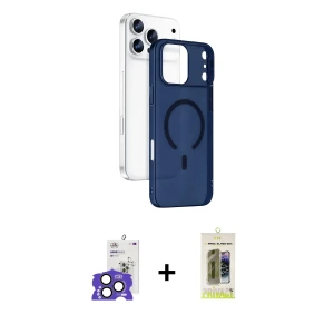ieg™ iPhone 17 Pro Max Kılıf Ahenk Minimal Serisi - Siyah Joko Magic 5D Hayalet Cam + Bilvis Titan Kamera Lens - NLGY