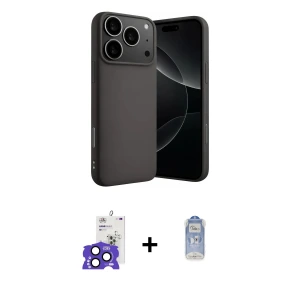 ieg™ iPhone 17 Pro Max Kılıf Ahenk Serisi - Siyah Joko Magic 5D Cam + Bilvis Titan Kamera Lens - LT