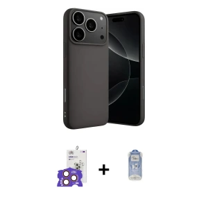 ieg™ iPhone 17 Pro Max Kılıf Ahenk Serisi - Siyah Joko Magic 5D Cam + Bilvis Titan Kamera Lens - TU