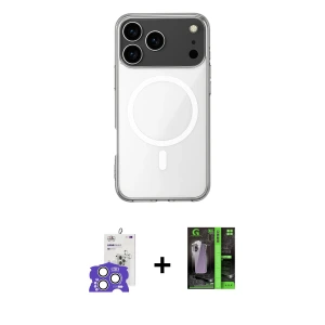 ieg™ iPhone 17 Pro Max Kılıf Ahenk Yansıma Prime - Şeffaf 360 Full Body Arka Koruyucu + Bilvis Titan Kamera Lens - GS
