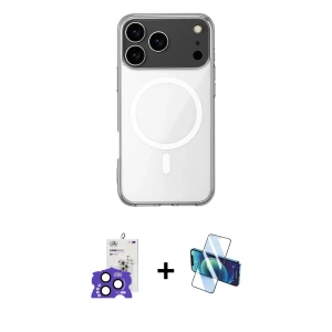 ieg™ iPhone 17 Pro Max Kılıf Ahenk Yansıma Prime - Siyah 3D Antistatik Seramik Nano Ekran Koruyucu + Bilvis Titan Kamera Lens - LT