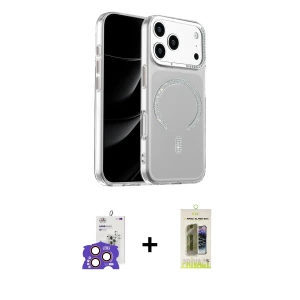 ieg™ iPhone 17 Pro Max Kılıf Atlas Doku Özel Seri - Siyah Joko Magic 5D Hayalet Cam + Bilvis Titan Kamera Lens - TU
