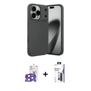 ieg™ iPhone 17 Pro Max Kılıf Eksen Form Prime - Siyah Bilvis 3X AR Hayalet Cam Ekran Koruyucu + Bilvis Titan Kamera Lens - TU