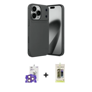 ieg™ iPhone 17 Pro Max Kılıf Eksen Form Prime - Siyah Joko Magic 5D Hayalet Cam + Bilvis Titan Kamera Lens - TU