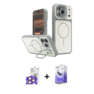 ieg™ iPhone 17 Pro Max Kılıf İz Modern Prime - Siyah Bilvis 5in1 5D Magic Hayalet Cam Ekran Koruyucu + Bilvis Titan Kamera Lens - TU