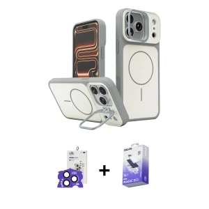 ieg™ iPhone 17 Pro Max Kılıf İz Modern Prime - Siyah Bilvis 5in1 5D Magic Hayalet Cam Ekran Koruyucu + Bilvis Titan Kamera Lens - LT