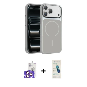 ieg™ iPhone 17 Pro Max Kılıf Kıvılcım Klasik - Şeffaf Pasifik Cam Ekran Koruyucu + Bilvis Titan Kamera Lens - TU