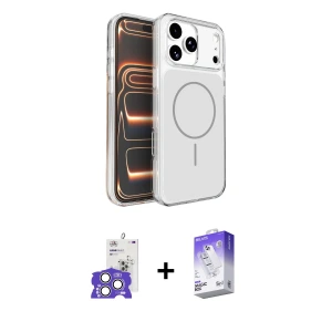 ieg™ iPhone 17 Pro Max Kılıf Kutup Doku Serisi - Siyah Bilvis 5in1 3D Magic Cam Ekran Koruyucu + Bilvis Titan Kamera Lens - GS