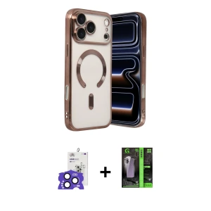 ieg™ iPhone 17 Pro Max Kılıf Nova Işık Özel Seri - Şeffaf 360 Full Body Arka Koruyucu + Bilvis Titan Kamera Lens - LT
