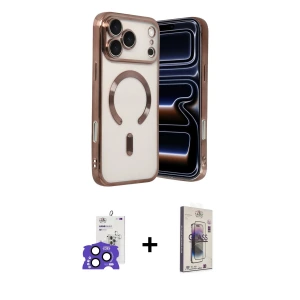 ieg™ iPhone 17 Pro Max Kılıf Nova Işık Özel Seri - Siyah Bilvis 3D Cam Ekran Koruyucu + Bilvis Titan Kamera Lens - LT