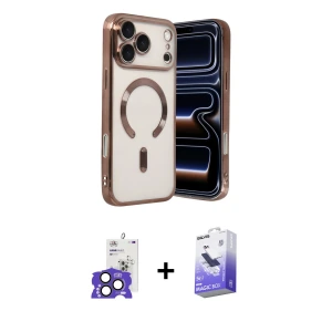 ieg™ iPhone 17 Pro Max Kılıf Nova Işık Özel Seri - Siyah Bilvis 5in1 5D Magic Hayalet Cam Ekran Koruyucu + Bilvis Titan Kamera Lens - NLGY