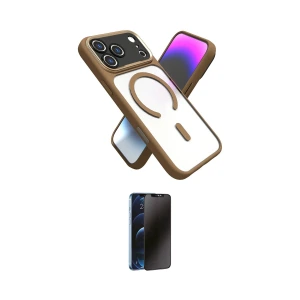 ieg™ iPhone 17 Pro Max Kılıf Nova Yansıma Serisi - Siyah 3D Antistatik Hayalet Cam Ekran Koruyucu