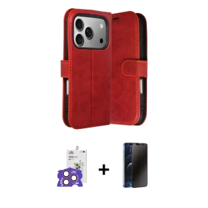 ieg™ iPhone 17 Pro Max Kılıf Siluet Işık Serisi - Siyah 3D Antistatik Hayalet Cam Ekran Koruyucu + Bilvis Titan Kamera Lens - TU