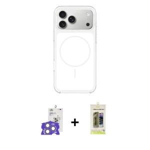 ieg™ iPhone 17 Pro Max Kılıf Yankı Minimal Serisi - Siyah Joko Magic 5D Hayalet Cam + Bilvis Titan Kamera Lens - GS