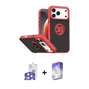 ieg™ iPhone 17 Pro Max Kılıf Yörünge Çizgi - Siyah Bilvis 5in1 3D Magic Cam Ekran Koruyucu + Bilvis Titan Kamera Lens - GS