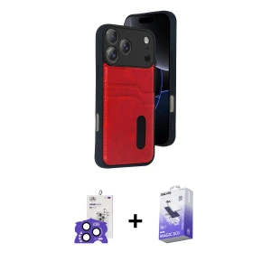 ieg™ iPhone 17 Pro Max Kılıf Yörünge Işık Serisi - Siyah Bilvis 5in1 5D Magic Hayalet Cam Ekran Koruyucu + Bilvis Titan Kamera Lens - LT