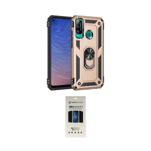 ieg™ P40 Lite E Kılıf Ahenk Klasik Koleksiyonu - Siyah 5D Hayalet Cam Ekran Koruyucu