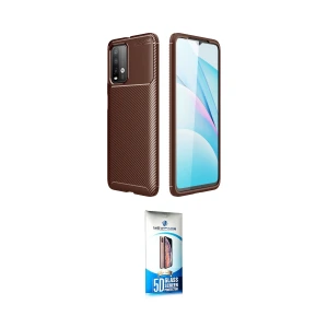 ieg™ Redmi 9T Kılıf Eksen Form Prime - Siyah 5D Eko Cam Ekran Koruyucu