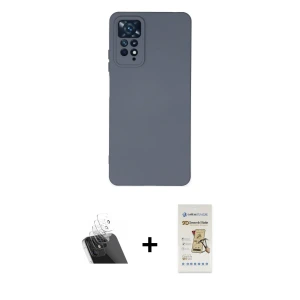 ieg™ Redmi Note 11 Pro Kılıf Ahenk Serisi - Siyah Mat Seramik Nano Ekran Koruyucu + Kamera Lens Koruma Cam - SF