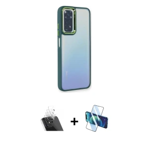 ieg™ Redmi Note 11 Pro Kılıf Eksen Doku Prime - Siyah 3D Antistatik Cam Ekran Koruyucu + Kamera Lens Koruma Cam - SF