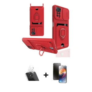 ieg™ Redmi Note 12 Pro 4G Kılıf Vadi Form Prime - Siyah 3D Antistatik Mat Seramik Nano Ekran Koruyucu + Kamera Lens Koruma Cam - SF
