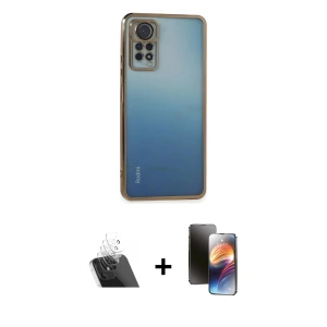 ieg™ Redmi Note 12 Pro 4G Kılıf Vadi Minimal - Siyah 3D Antistatik Mat Seramik Nano Ekran Koruyucu + Kamera Lens Koruma Cam - SF