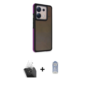 ieg™ Redmi Note 13 Pro 4G Kılıf Eksen Işık - Siyah Joko Magic 5D Cam + Kamera Lens Koruma Cam - SF