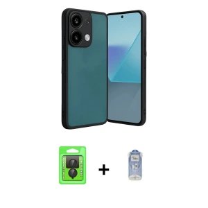 ieg™ Redmi Note 13 Pro 4G Kılıf Kıvılcım Işık Serisi - Siyah Joko Magic 5D Cam + Raze Metal Kamera Lens - SH