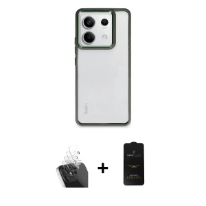 ieg™ Redmi Note 13 Pro 4G Kılıf Nova Işık Serisi - Siyah 6D Antistatik Mat Seramik Hayalet Nano Ekran Koruyucu + Kamera Lens Koruma Cam - SF