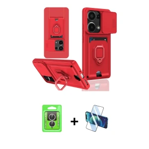 ieg™ Redmi Note 13 Pro 4G Kılıf Vadi Form Prime - Siyah 3D Antistatik Seramik Nano Ekran Koruyucu + Raze Metal Kamera Lens - GS