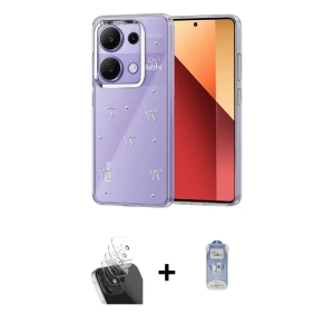 ieg™ Redmi Note 13 Pro 4G Kılıf Yörünge Form - Siyah Joko Magic 5D Cam + Kamera Lens Koruma Cam - SF