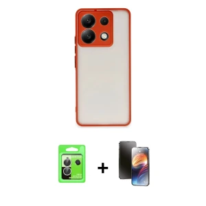 ieg™ Redmi Note 13 Pro 5G Kılıf Ahenk Çizgi Serisi - Siyah 3D Antistatik Mat Seramik Nano Ekran Koruyucu + Raze Metal Kamera Lens - GS