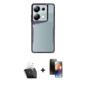 ieg™ Redmi Note 13 Pro 5G Kılıf Akış Çizgi Koleksiyonu - Siyah 3D Antistatik Mat Seramik Nano Ekran Koruyucu + Kamera Lens Koruma Cam - SF