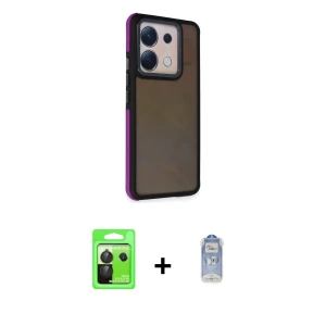 ieg™ Redmi Note 13 Pro 5G Kılıf Eksen Işık - Siyah Joko Magic 5D Cam + Raze Metal Kamera Lens - SH